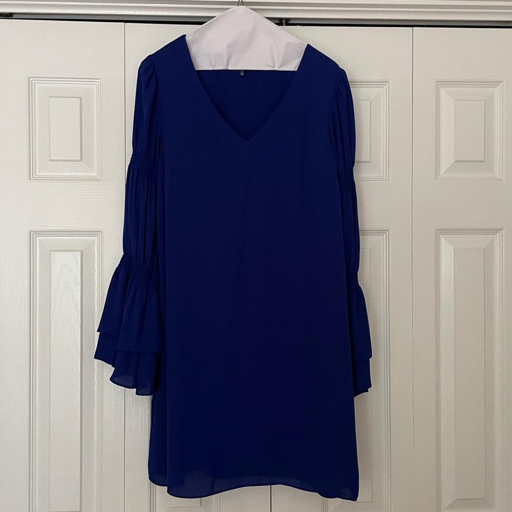 Blue V Neck Dress